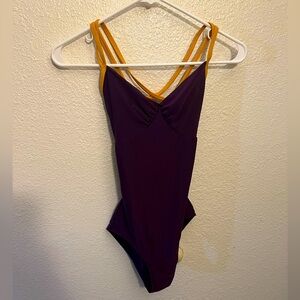 Purple and yellow one piece swim suit size S